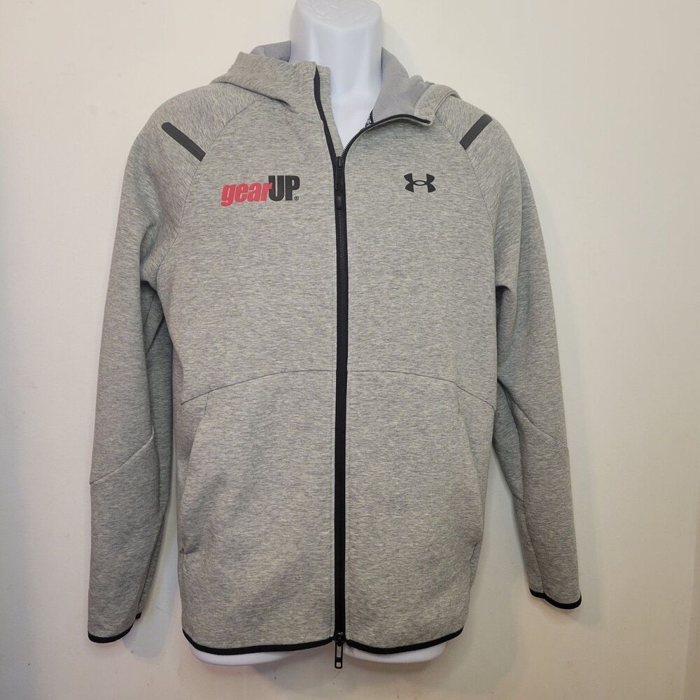 Under Armour Gear Up Gray Full Zip Hooded Jacket Men’s Small Athletic Zip Hoodie